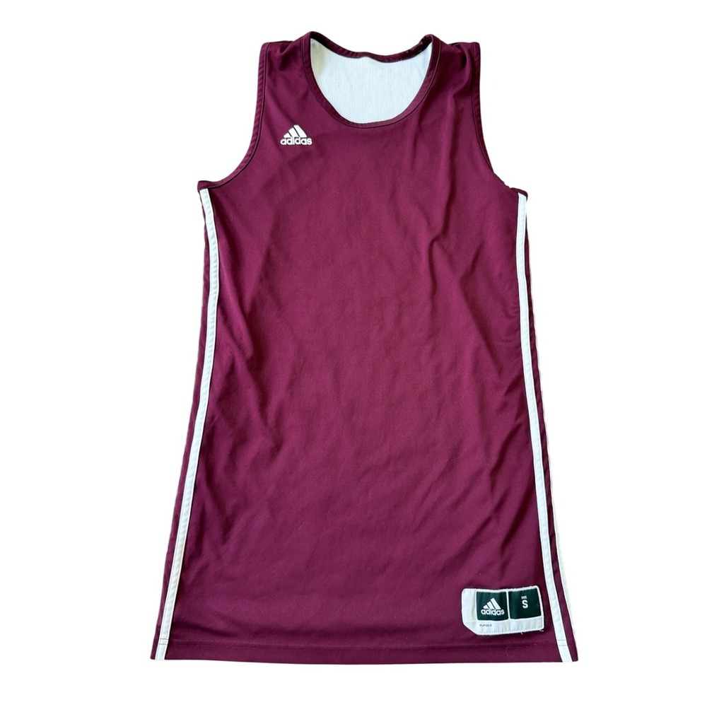 Adidas Reversible Basketball Jersey Mini Dress Maroon White Climalite Streetwear - Picture 12 of 13